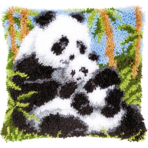 Smyrna knoopkussen Panda met Jong