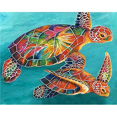 Diamond Painting Kleurige Schildpadden