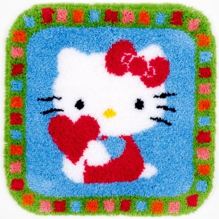 Smyrna knooptapijt Hello Kitty met Hartje