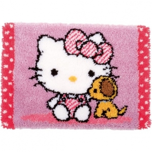 Smyrna knooptapijt Hello Kitty met Hondje