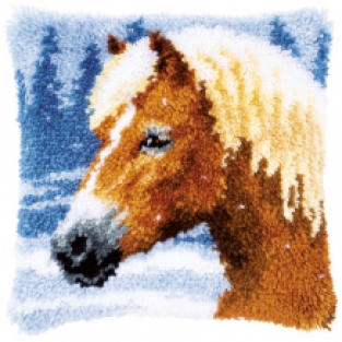Smyrna knoopkussen Paard in de Sneeuw